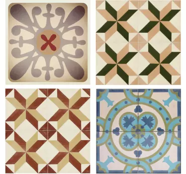 Azulejos adhesivos mosaico hidráulico varios - TenVinilo