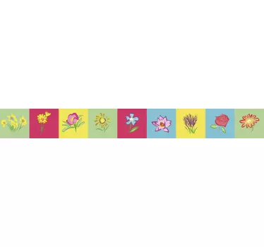 Azulejos vinílicos de flores multicolor - TenVinilo