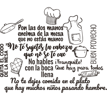 Vinilo para comedor  normas de la cocina - TenVinilo