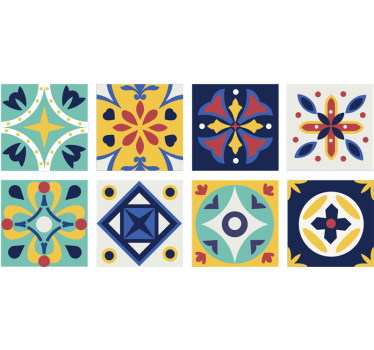 Azulejos vinílicos coloridos florales - TenVinilo