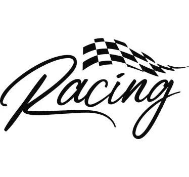 Vinilo coche frase y bandera racing - TenVinilo
