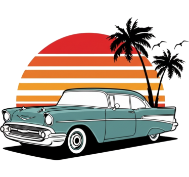 Calca para auto atardecer vintage palmeras - TenVinilo