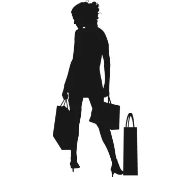 Vinilo decorativo mujer shopping bolsas - TenVinilo