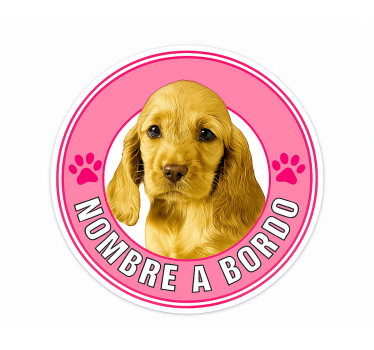Vinilo decorativo personalizable perro a bordo rosa - TenVinilo