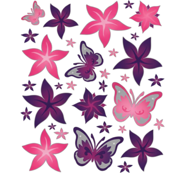 Calca para bicicleta gráficos de mariposas florales rosas - TenVinilo