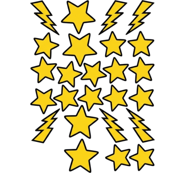 Calca para bicicleta gráficos de estrellas amarillas y rayos - TenVinilo