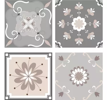 Azulejos adhesivo flores abstractas - TenVinilo