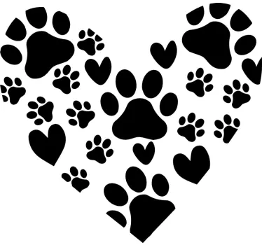 Pegatina para coche huellas de mascota corazón - TenVinilo