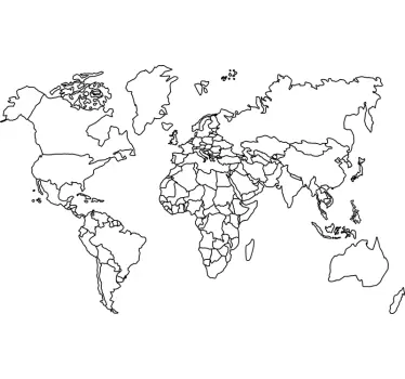 Vinilo mapamundi fronteras países líneas - TenVinilo