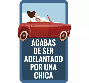 Pegatina para coche adelantado por una chica - TenVinilo