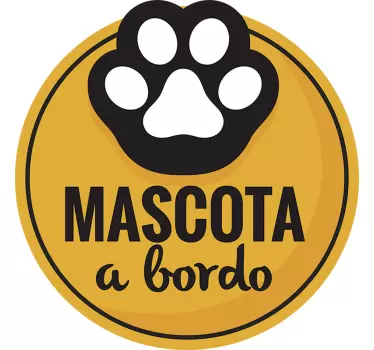 Pegatina coche mascota a bordo huella de perro - TenVinilo
