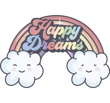 Vinilo infantil para pared felices sueños nubes arcoiris - TenVinilo