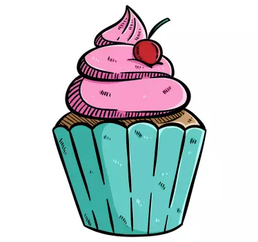 Vinilo cocina de cupcake rosa - TenVinilo