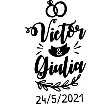 Pegatina personalizada para bodas coche nombre y fecha - TenVinilo