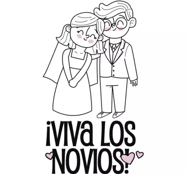 Pegatina boda para coche viva los novios - TenVinilo
