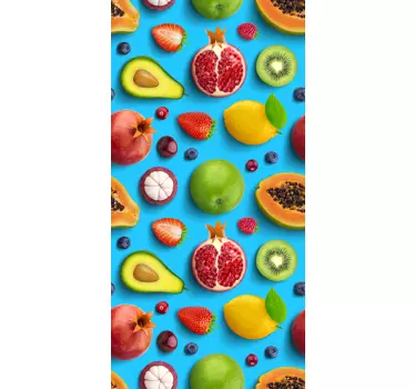 Vinilo decorativo para heladera de frutas azul - TenVinilo