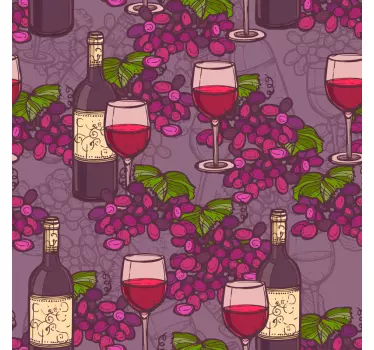 Mural adhesivo de vinos y uvas - TenVinilo