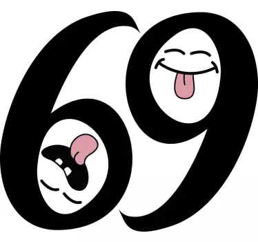 Vinilo decorativo erótico posición 69 con caritas - TenVinilo