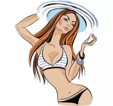 Vinilo decorativo chica en bikini bailando - TenVinilo