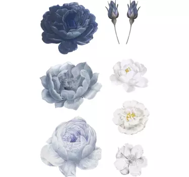 Vinilo decorativo para pared de flores azules  - TenVinilo
