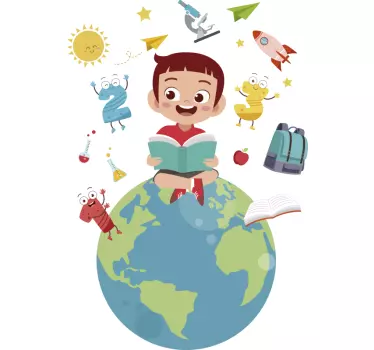 Vinilo para niños educativo volando por el mundo  - TenVinilo