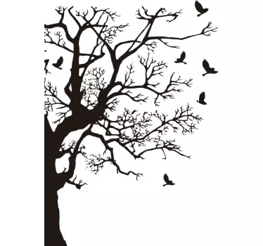Vinilo para ventana de árbol con aves - TenVinilo