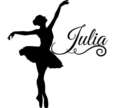 Vinilo habitación juvenil ballet de silueta con nombre - TenVinilo