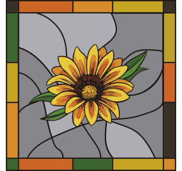 Vinilo ventana vitral de girasol - TenVinilo