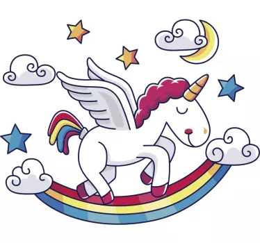 Vinilo adhesivo arcoiris con unicornio fantasía - TenVinilo