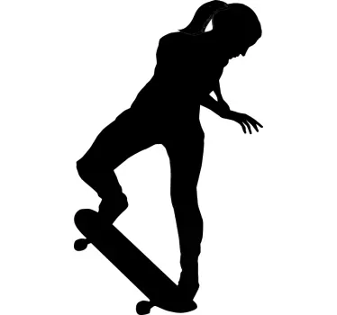 Vinilo pared niña silueta skater - TenVinilo