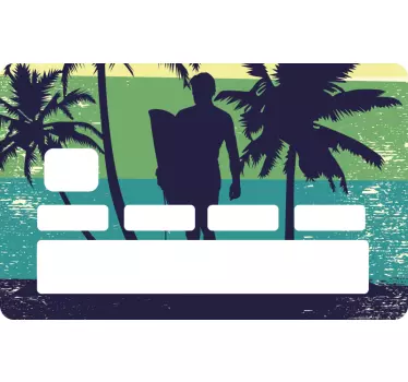 Sticker para tarjeta silueta de surfista - TenVinilo