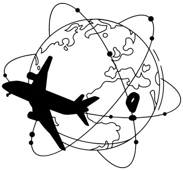 Vinilo decorativo de viajes de planeta y avión - TenVinilo