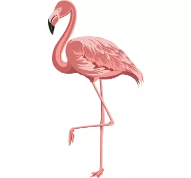 Vinilo decorativo de animal flamenco sobre un pie - TenVinilo