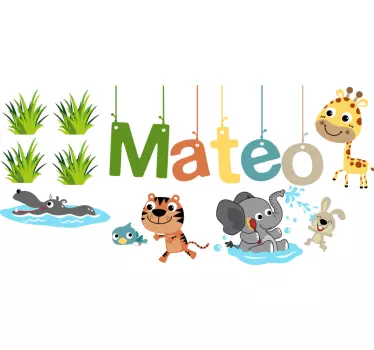 Vinilo infantil personalizable de animales - TenVinilo