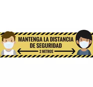 Pegatina para suelo distancia seguridad amarilla covid-19 - TenVinilo