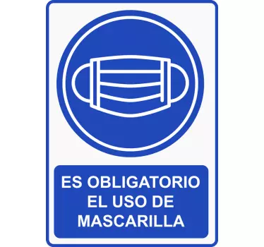 Vinilo para puerta mascarilla obligatorio - TenVinilo