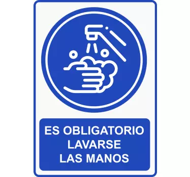 Señalética autoadhesiva lavado de manos obligatorio - TenVinilo