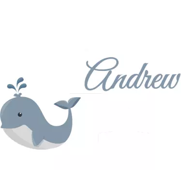 Vinilo infantil de animales ballena con nombre  - TenVinilo