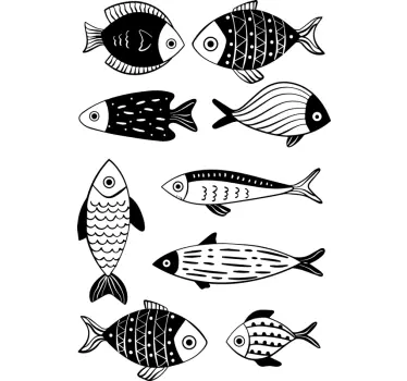 Pegatinas infantiles patrón de peces grises - TenVinilo