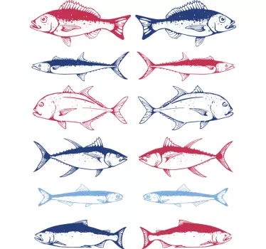 Vinilos decorativos lámina de peces dibujados - TenVinilo