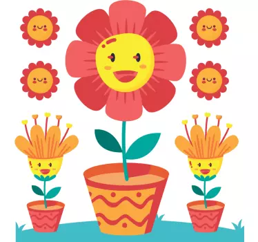 Vinilos bebés flores adorables sonrientes - TenVinilo