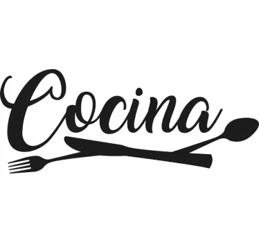 Vinilo para cocina frase con cubiertos - TenVinilo