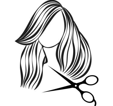 Vinilo para peluquería mujer y tijeras  - TenVinilo