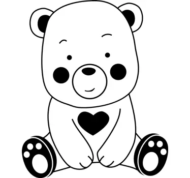 Vinilo pared infantil oso peluche y corazón - TenVinilo
