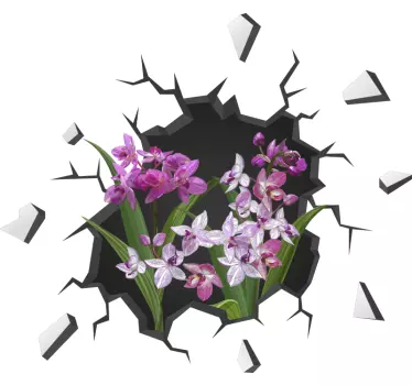 Vinilo 3D para pared ramo de orquídeas - TenVinilo