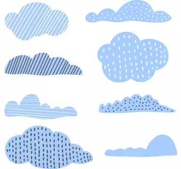 Pack 8 vinilos bebé dibujo nubes azules - TenVinilo