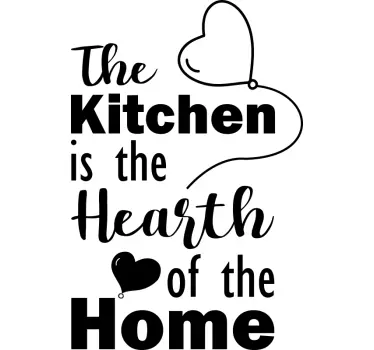 Vinilo frase pared la cocina es el corazón de la casa - TenVinilo