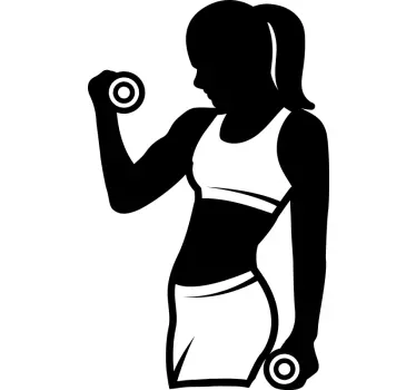 Vinilo para gimnasios de deportes mujer con pesas - TenVinilo