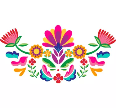 Vinilo cabecero cama flores tengango mexicanas - TenVinilo
