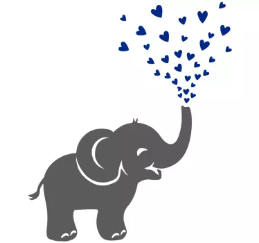Vinilo elefante bebé rociando corazones - TenVinilo
